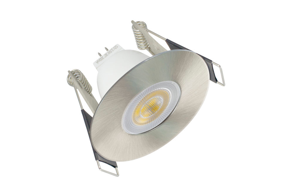 EVOFIRE MINI FIRE RATED DOWNLIGHT 45MM CUTOUT IP65 SATIN NICKEL ROUND