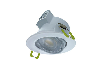 COMPACT ECO LED DOWNLIGHT IP44 30 DEG TILTABLE 5.5W 550LM 4000K 100LM/W 38 DEG BEAM DIMMABLE 68MM CUT OUT