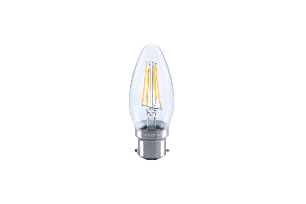 B22 OMNI FILAMENT CANDLE BULB 470LM 4.5W 2700K DIMMABLE 300 BEAM CLEAR FULL GLASS