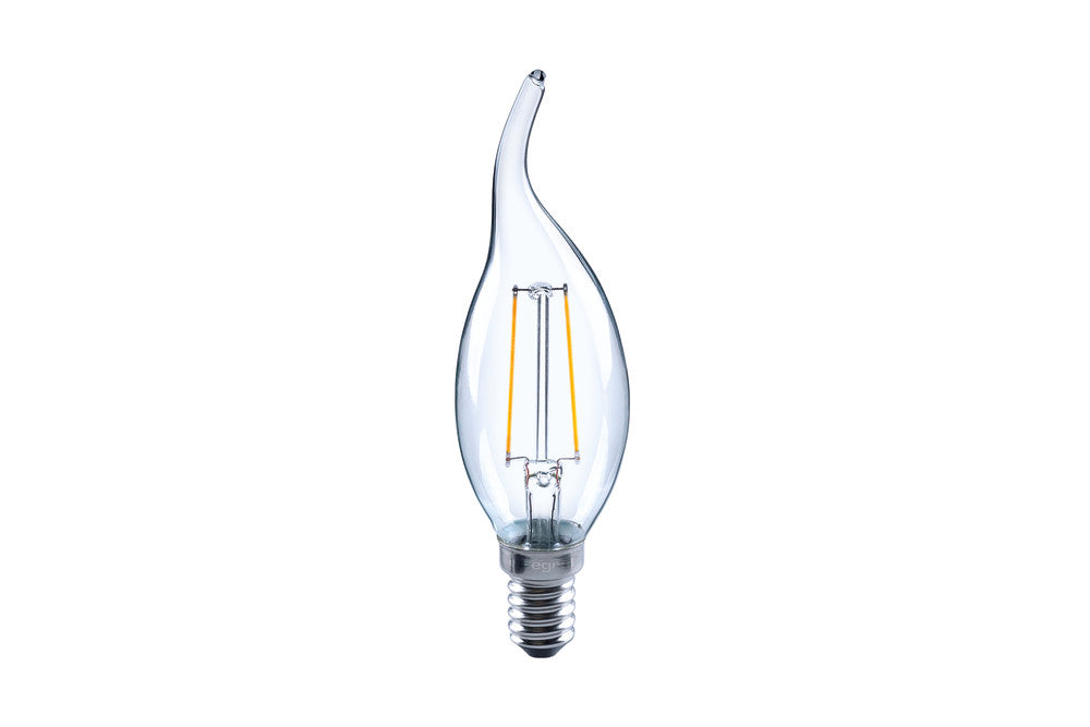 E14 OMNI FILAMENT CANDLE BULB FLAME TIP  250LM 2W 2700K NON-DIMM 300 BEAM CLEAR