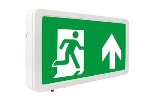 SLIMLINE 2 EMERGENCY EXIT SIGN 24m VIEWING 3.3W 3HR MAINTAINED OR NON-MAINTAINED MANUAL TEST CW UP ARROW INTEGRAL