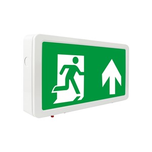EMERGENCY EXIT SIGN 30m VIEWING 4W 3HR MAINTAINED OR NON-MAINTAINED SELF TEST CW UP ARROW INTEGRAL 80 lm