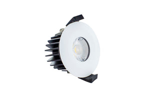 LOW-PROFILE FIRE RATED DOWNLIGHT 70-75MM CUTOUT IP65 510LM 6W 3000K 38 BEAM DIMMABLE 85LM/W WHITE