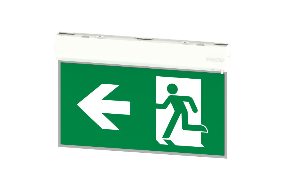 EMERGENCY EXIT MULTIFIT SIGN 1W 50LM 3HR MAINTAINED OR NON MAINTAINED 25M VIEWING INCLUDING UP DOWN LEFT RIGHT LEGENDS MANUAL TEST