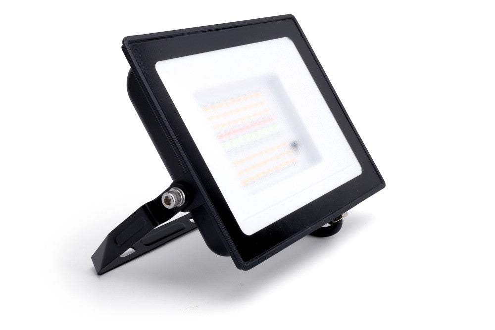 COMPACT SLIM FLOODLIGHT 50W 4000LM RGB+3000K 110 BEAM 80LM/W IP65 IK05 BLACK